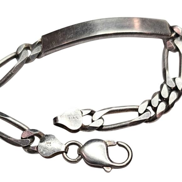 Sterling Silver Figaro ID Bracelet | Unisex - Picture 3 of 3